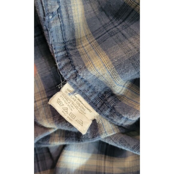 Arrow Shirt Mens Large Blue Check Button Down 100% Cotton Casual Short Sleeve - Picture 6 of 11